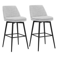 Chita Swivel Barstools Fsc Certified Upholstered Fabric Bar Stools Set Of 2 Metal Base 303 Seat Height White Multicolor