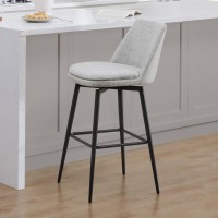 Chita Swivel Barstools Fsc Certified Upholstered Fabric Bar Stools Set Of 2 Metal Base 303 Seat Height White Multicolor