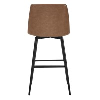 Chita Swivel Barstools Fsc Certified Upholstered Faux Leather Bar Stools Set Of 2 Metal Base 303 Seat Height Saddle Brown