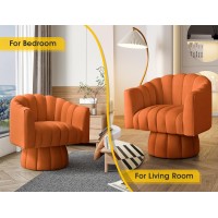Dewhut Mid Century 360 Degree Swivel Cuddle Barrel Accent Sofa Chairs, Round Armchairs With Wide Upholstered, Fluffy Velvet Fabric Chair For Living Room, Bedroom, Office, Waiting Rooms, (Orange)