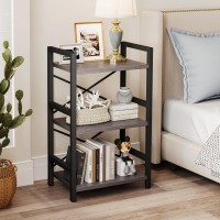 Homeiju Bookshelf 3 Tier Industrial Bookcase Metal Small Bookcase Rustic Etagere Book Shelf Storage Organizer For Living Room