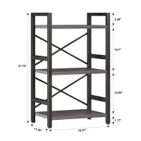 Homeiju Bookshelf 3 Tier Industrial Bookcase Metal Small Bookcase Rustic Etagere Book Shelf Storage Organizer For Living Room