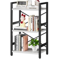 Homeiju Bookshelf 3 Tier Industrial Bookcase Metal Small Bookcase Rustic Etagere Book Shelf Storage Organizer For Living Room