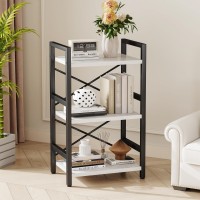 Homeiju Bookshelf 3 Tier Industrial Bookcase Metal Small Bookcase Rustic Etagere Book Shelf Storage Organizer For Living Room