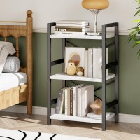 Homeiju Bookshelf 3 Tier Industrial Bookcase Metal Small Bookcase Rustic Etagere Book Shelf Storage Organizer For Living Room