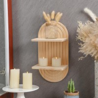 Tatuo 2 Pieces Boho Wooden Rainbow Wall Shelves Bohemian Hanging Shelf Wall Mount Book Shelf For Living Room Bathroom Bedroom Cl