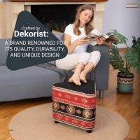 Dekorist Ottoman Pouffe, Comfortable Foot Stool, Triangle Bean Bag For Home, Home Decor Footstool Extra Seating For Living Room, Bedroom, Kitchen Traditional, Black Cream16 X14 X15