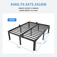 Maf 18 Inch King Size Bed Frame With Round Corner Legs Mattress Slide Stopper No Box Spring Needed Heavy Duty Metal Platform Bed