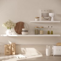 Jpnd Wall Shelf Of Set 2 White Floating Shelves 36 In W X 10 In D X 1 In H Wooden Floating Wall Shelf With Invisible Brackets