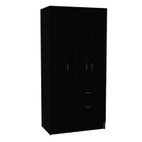 Lubec 3 Piece Bedroom Set  Cartagena Armoire + 2 Omaha Nightstands  Black