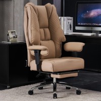 Excebet Big And Tall Office Chair 400Lbs Wide Seat Leather High Back Executive Office Chair With Foot Rest Ergonomic Office Ch