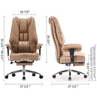 Excebet Big And Tall Office Chair 400Lbs Wide Seat Leather High Back Executive Office Chair With Foot Rest Ergonomic Office Ch