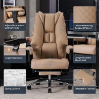 Excebet Big And Tall Office Chair 400Lbs Wide Seat Leather High Back Executive Office Chair With Foot Rest Ergonomic Office Ch