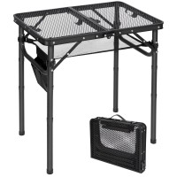 Redcamp Small Folding Grill Table For Outside 3 Heights Adjustable Lightweight Portable Metal Aluminum Outdoor Grill Table For