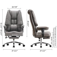 Excebet Big And Tall Office Chair 400Lbs Wide Seat Leather High Back Executive Office Chair With Foot Rest Ergonomic Office Ch