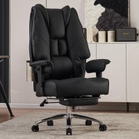 Excebet Big And Tall Office Chair 400Lbs Wide Seat Leather High Back Executive Office Chair With Foot Rest Ergonomic Office Ch