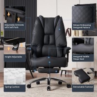 Excebet Big And Tall Office Chair 400Lbs Wide Seat Leather High Back Executive Office Chair With Foot Rest Ergonomic Office Ch