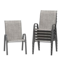 Amopatio Patio Chairs Set Of 6 Outdoor Stackable Dining Chairs For All Weather Breathable Garden Outdoor Furniture For Backyar