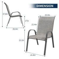 Amopatio Patio Chairs Set Of 6 Outdoor Stackable Dining Chairs For All Weather Breathable Garden Outdoor Furniture For Backyar