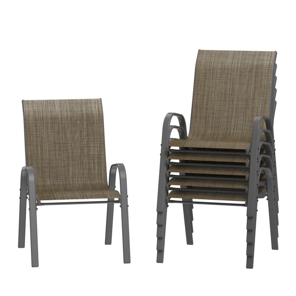 Amopatio Patio Chairs Set Of 6 Outdoor Stackable Dining Chairs For All Weather Breathable Garden Outdoor Furniture For Backyar