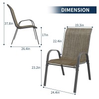 Amopatio Patio Chairs Set Of 6 Outdoor Stackable Dining Chairs For All Weather Breathable Garden Outdoor Furniture For Backyar