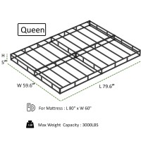 Emoda 5 Inch Box Spring Queen Size Bed Base, 3000 Lbs Heavy Duty Metal Mattress Foundation With Fabric Cover, Easy Assembly