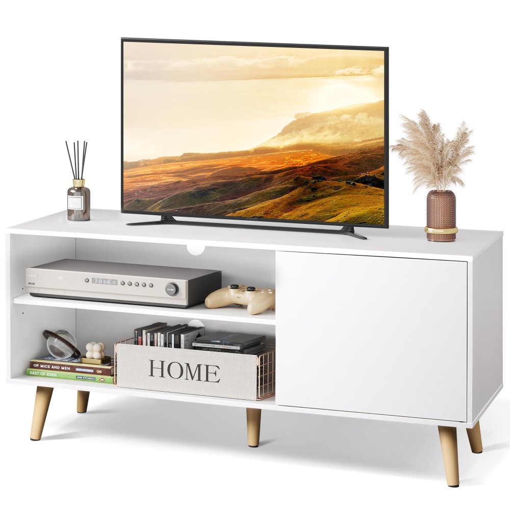 Wlive Tv Stand For 55 Inch Tvs Entertainment Center With Storage Cabinet Midcentury Tv Stands For Living Room And Bedroom 50