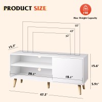 Wlive Tv Stand For 55 Inch Tvs Entertainment Center With Storage Cabinet Midcentury Tv Stands For Living Room And Bedroom 50