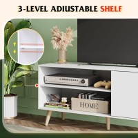 Wlive Tv Stand For 55 Inch Tvs Entertainment Center With Storage Cabinet Midcentury Tv Stands For Living Room And Bedroom 50