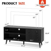 Wlive Tv Stand For 55 Inch Tvs Entertainment Center With Storage Cabinet Midcentury Tv Stands For Living Room And Bedroom 50