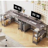 Eivanet 47 Inch L Shaped Computer Desk With Drawers Shelves Reversible L Shaped Desk With Power Outlet And Led Light For Home