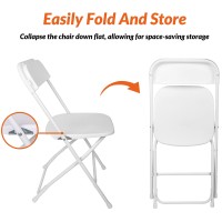 Elevon Folding Plastic Chair With 500Pound Capacity White 4Pack