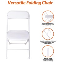 Elevon Folding Plastic Chair With 500Pound Capacity White 4Pack