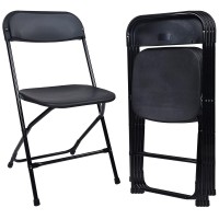 Elevon Folding Plastic Chair With 500Pound Capacity Black 4Pack