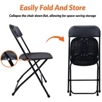 Elevon Folding Plastic Chair With 500Pound Capacity Black 4Pack