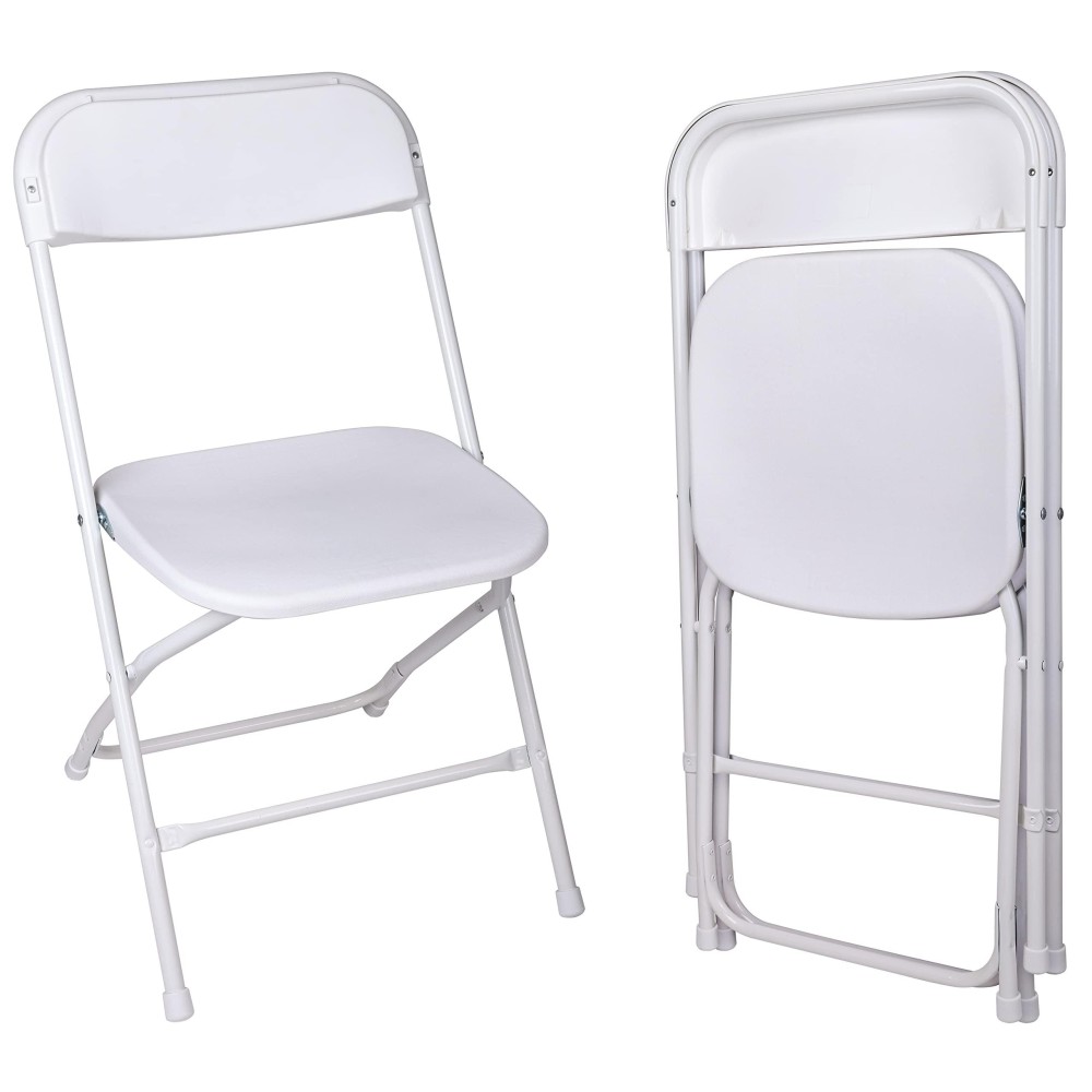 Elevon Folding Plastic Chair With 500Pound Capacity White 2Pack