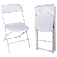 Elevon Folding Plastic Chair With 500Pound Capacity White 2Pack