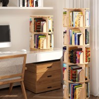 Rotating Bookshelf, 360 Display 5 Tier Floor Standing Bookcase Storage Rack For Kids&Adult, Wood Narrow Book Shelf Organizer For Bedroom, Living Room, Study Room(63 * 18.1 * 18.1Inch)