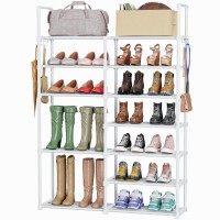 Mavivegue Metal Shoe Rack Organizer 7 Tiers Tall Shoe Shelf Storage Vertical Large Boot Rack Stackable Shoe Racks For Entrywa