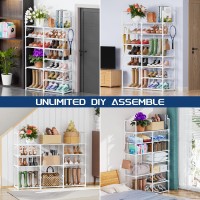 Mavivegue Metal Shoe Rack Organizer 7 Tiers Tall Shoe Shelf Storage Vertical Large Boot Rack Stackable Shoe Racks For Entrywa