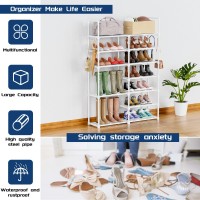 Mavivegue Metal Shoe Rack Organizer 7 Tiers Tall Shoe Shelf Storage Vertical Large Boot Rack Stackable Shoe Racks For Entrywa