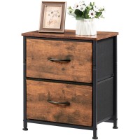 Somdot Nightstand With 2 Drawers, Bedside Table Small Dresser With Removable Fabric Bins For Bedroom Nursery Closet Living Room - Rustic Brown Wood Grain Print