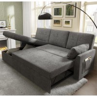 Vanacc Sleeper Sofa Sofa Bed 2 In 1 Pull Out Couch Bed With Storage Chaise For Living Room Sofa Sleeper With Pull Out Bed Gr