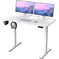 Motiongrey - Electric Motor Height Adjustable Standing Desk, Ergonomic Stand Up Desk, Adjustable Computer Sit Stand Desk Stand (White + White(Eco), 43 Inch)