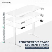 Motiongrey - Electric Motor Height Adjustable Standing Desk, Ergonomic Stand Up Desk, Adjustable Computer Sit Stand Desk Stand (White + White(Eco), 43 Inch)