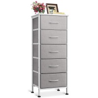 Aodk Dresser For Bedroom With 5 Storage Drawers 40 Small Dresser Chest Of Drawers Fabric Dresser With Sturdy Steel Frame Lig