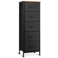 Aodk Dresser For Bedroom With 5 Storage Drawers 48 Tall Dresser Chest Of Drawers Fabric Dresser With Sturdy Steel Frame Blac