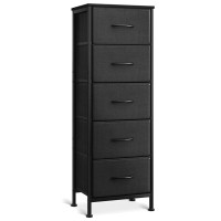 Aodk Dresser For Bedroom With 5 Storage Drawers 48 Tall Dresser Chest Of Drawers Fabric Dresser With Sturdy Steel Frame Blac