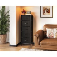 Aodk Dresser For Bedroom With 5 Storage Drawers 48 Tall Dresser Chest Of Drawers Fabric Dresser With Sturdy Steel Frame Blac