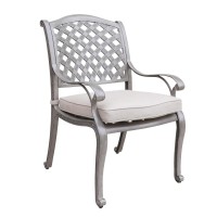 Heritage Grey Outdoor Aluminum Dining Arm Chair With Cushion(D0102H5L5Fj)